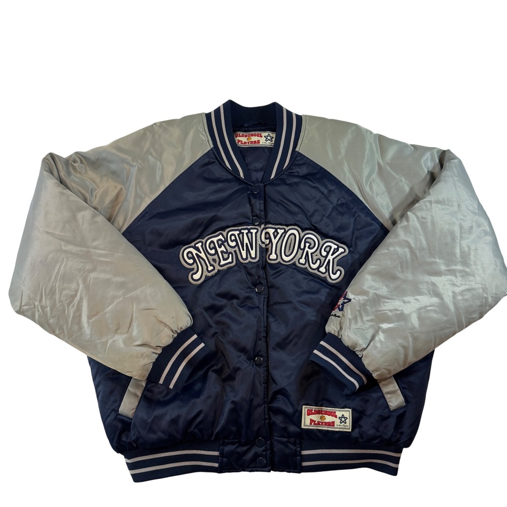 Vintage Old School Players New York Bomber Jacket Men's XL Blue Air Ryder Y2K